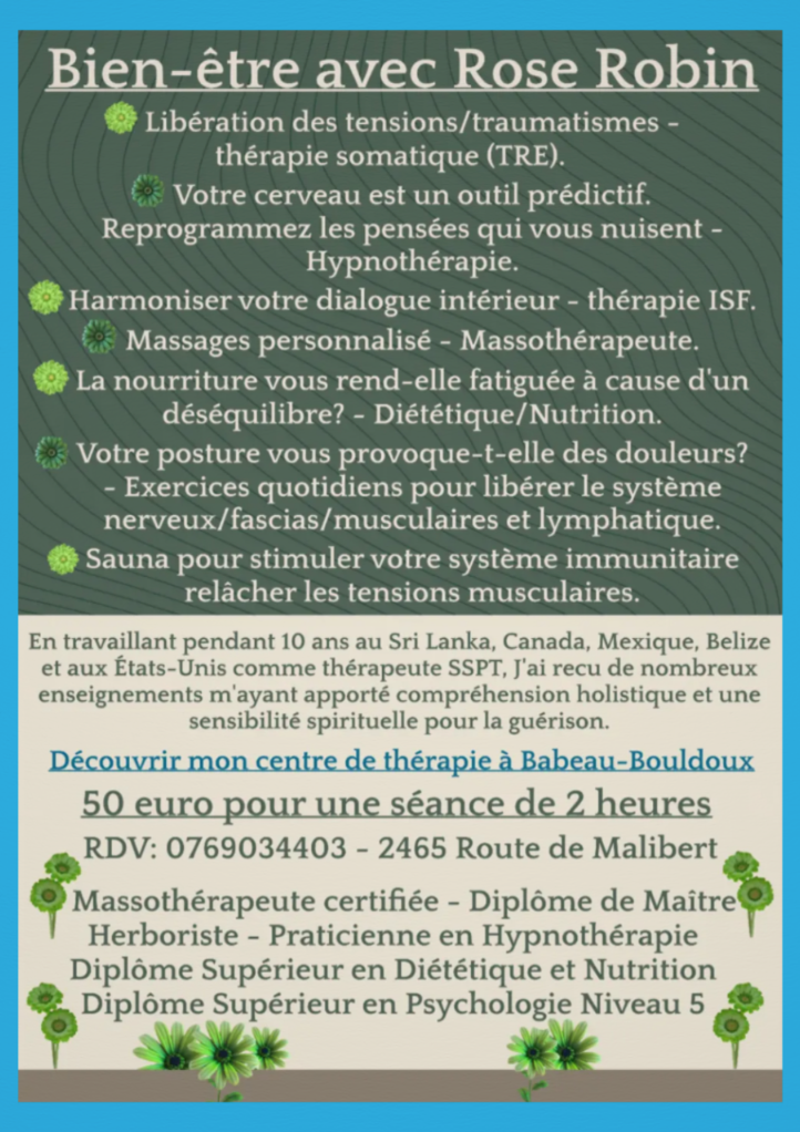 2h Harmoniser votre dialogue intérieur - thérapie somatique TRE & IFS & Diététique/Nutrition